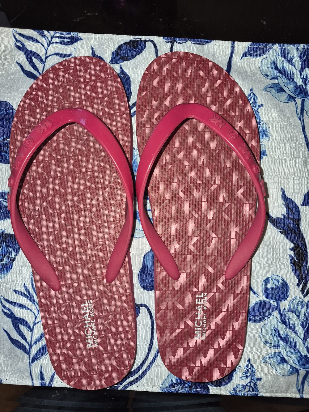 Michael Kors Kids' Pink Logo Flip Flops Size 7